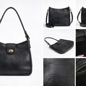 1997 Coach  Sheridan Mariel Shoulder Bag Black Leather Shoulder Bag